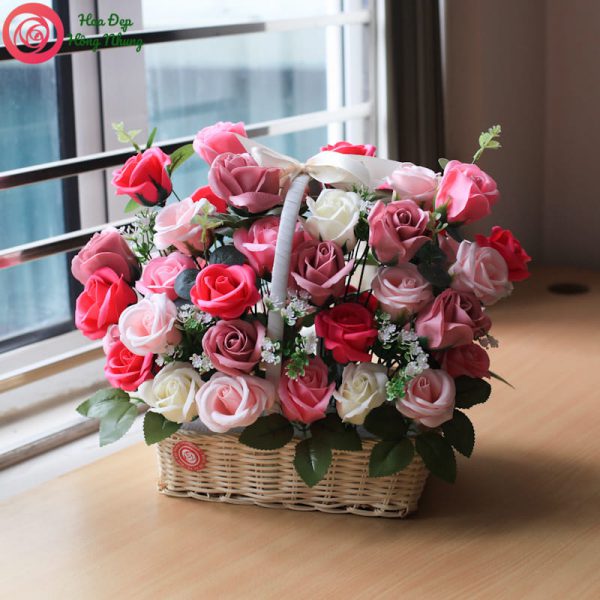 lẵng hoa sáp may mắn ms054