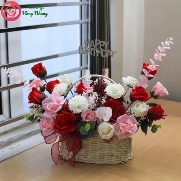 lẵng hoa sáp gửi hạnh phúc
