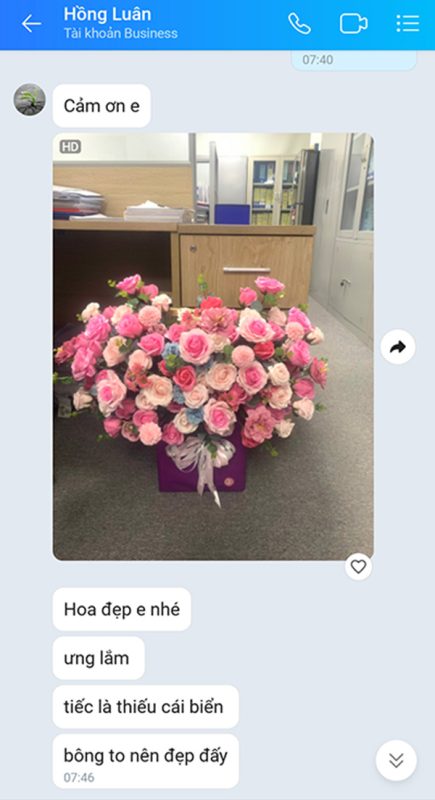 feedback khách hàng hoa sáp hồng nhung