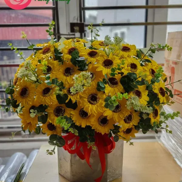 lẵng hoa sáp hướng dương ms385