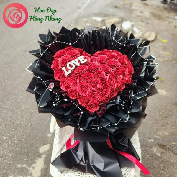 bó hoa sáp trái tim 3D cao cấp