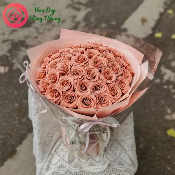 bó hoa sáp cao cấp tone nâu