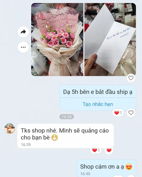 feedback khách hàng hoa đẹp hồng nhung