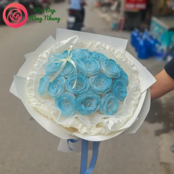 bó hoa sáp nhũ tone xanh dương