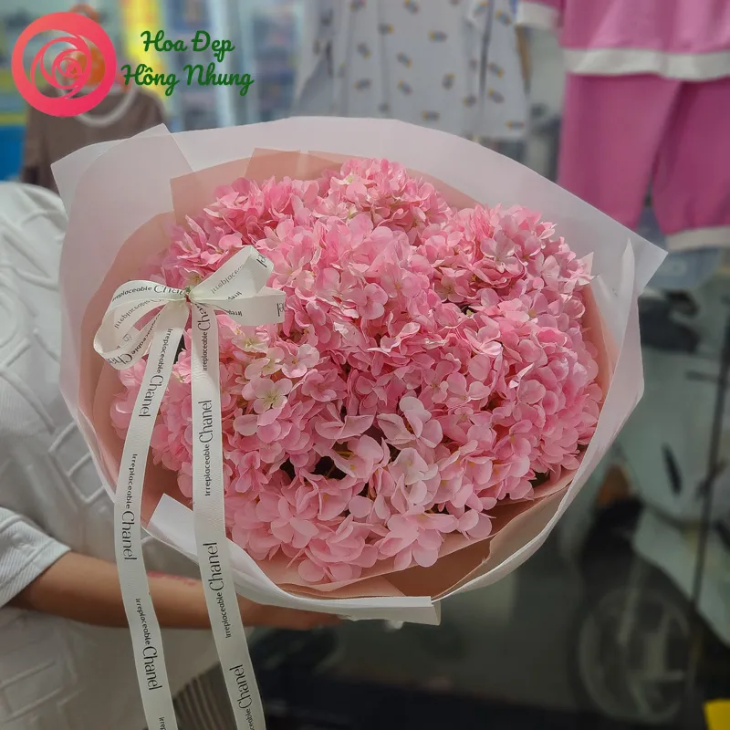 bó hoa lụa tú cầu