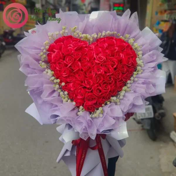 bó hoa sáp trái tim