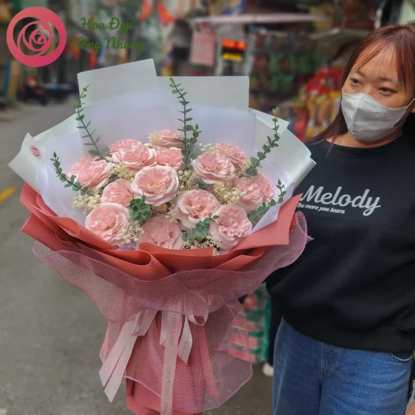 bó hoa sáp hồng trà