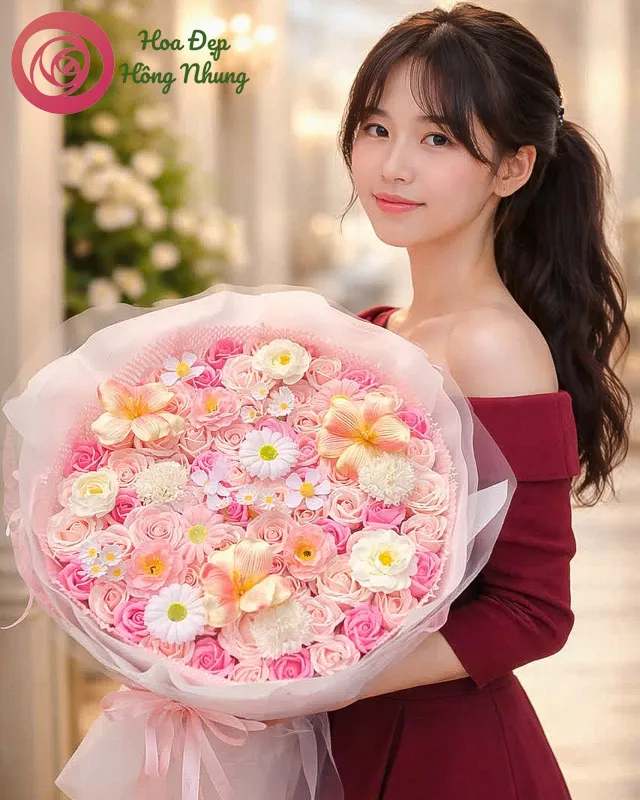 bó hoa sáp mix màu