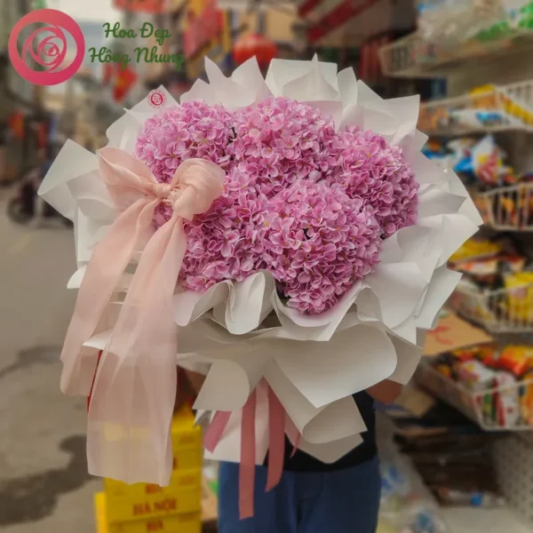 bó hoa lụa tú cầu