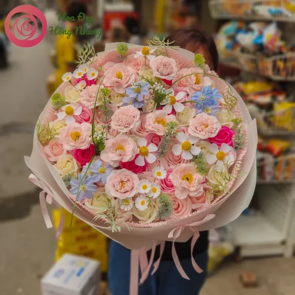 bó hoa sáp mix màu