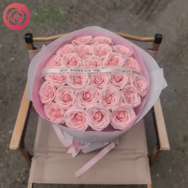 bó hoa sáp hiện đại hồng