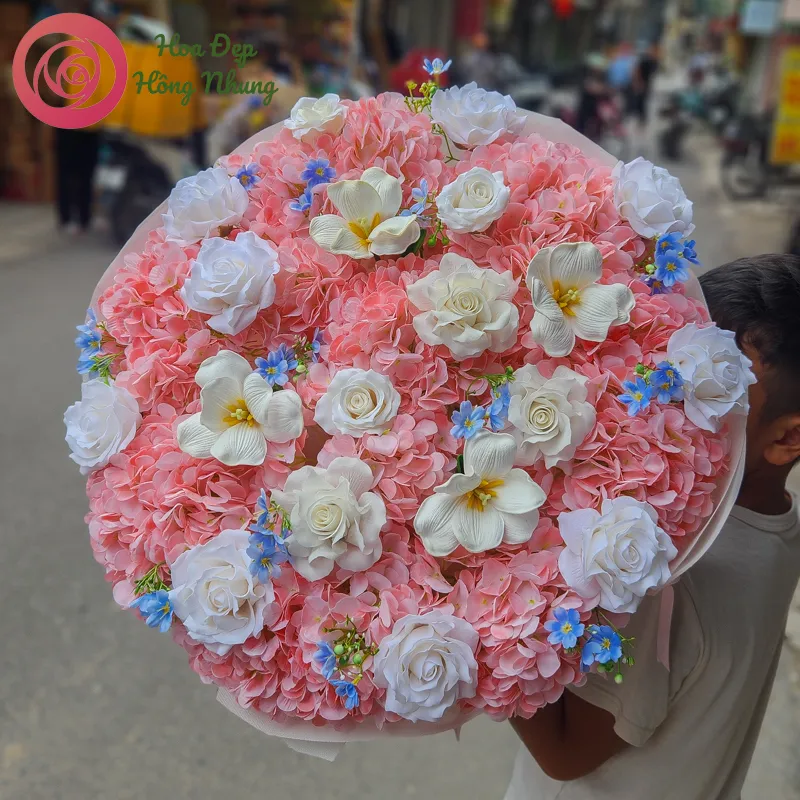 bó hoa sáp mix tú cầu